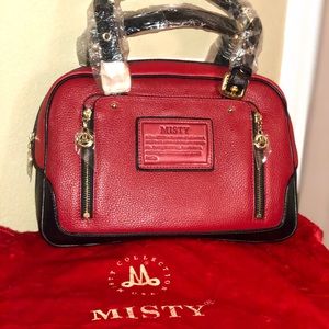 NWT MISTY Red Pebbled Leather Satchel Handbag